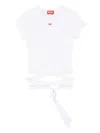 Diesel T-bunny-tail Knot-detail T-shirt In White