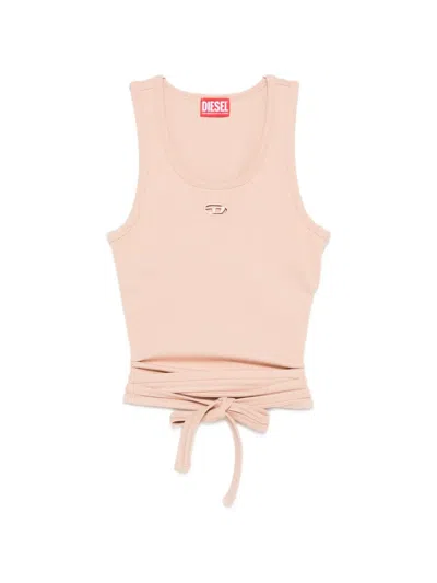 Diesel T-bunny-tail Logo Tie Tank Top In Pink