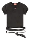 Diesel Womens 02a T-bunny-tail Wrap-around Cotton-jersey T-shirt In Black