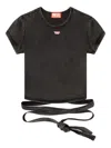 Diesel Womens 02a T-bunny-tail Wrap-around Cotton-jersey T-shirt In Black