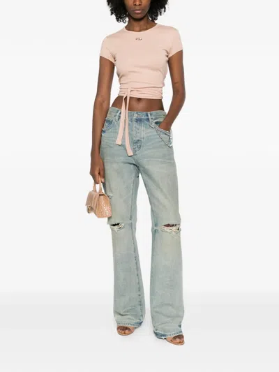 Diesel T-bunny-tail-r1 Wrap-tie T-shirt In Neutral