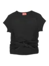 Diesel Cut-out Tie-back T-shirt In Black
