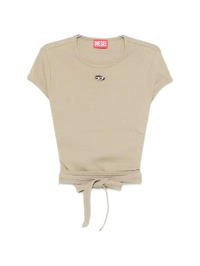 Diesel T-bunny-tail Tie-detail T-shirt In Brown