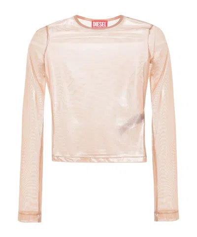 Diesel T-clau-m1 Semi-sheer Top In Nude