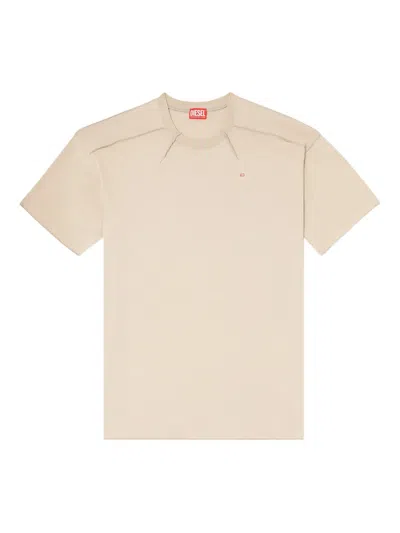 Diesel T-crahor-boxt External-stitch Logo-embroidered T-shirt In Neutral