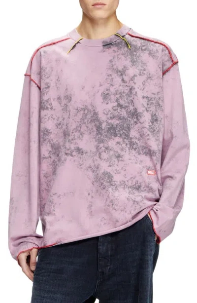 DIESEL DIESEL® T-CRAHOR CONTRAST STITCH LONG SLEEVE ACID WASH COTTON TOP