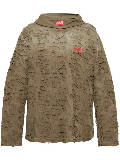 Diesel T-crane-ls Hoodie In Green