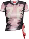 Diesel 't-dasha' Multicolor T-shirt With All-over Bandana Print And Side Scarf Detail In Multicolour