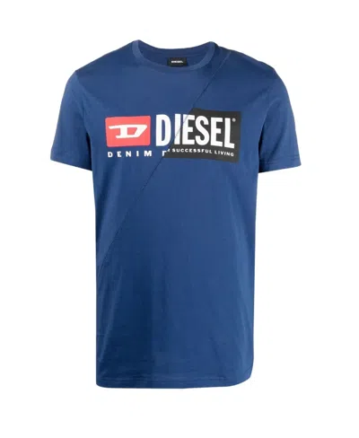 Diesel T-diego-cuty Logo-print T-shirt In Blue