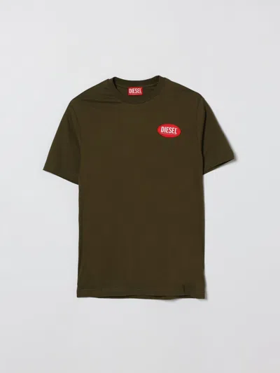 Diesel Kids' Tpatch Over Oval-label T-shirt In Green
