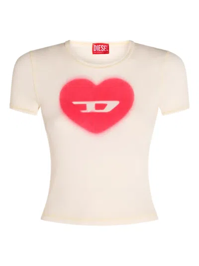 Diesel T-ele Heart-logo T-shirt In Multi