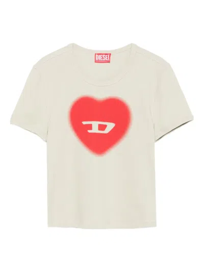 Diesel T-ele Heart-logo T-shirt In Green
