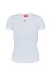 Diesel White Stretch Cotton T-shirt With Logo In Bianco