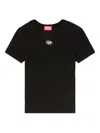 Diesel T-uncutieslong-od Metallic Oval D T-shirt In Black
