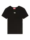 Diesel T-uncutieslong-od Metallic Oval D T-shirt In Black