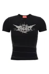 Diesel Womens 02 T-ele-p2 Graphic-print Cotton-jersey T-shirt In Black