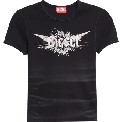 Diesel ® T-ele Rib Metallic Logo Graphic T-shirt