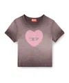 Diesel T-ele T-shirt In Washed Purple Stretch Cotton In Pink