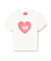 Diesel Women Ivory Ribbed Stretch Cotton T-ele T-shirt