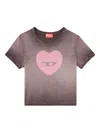 Diesel T-ele T-shirt In Washed Purple Stretch Cotton In Pink