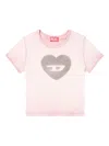 Diesel Graphic Print Ribbed Neckline Round Neck In Rosa