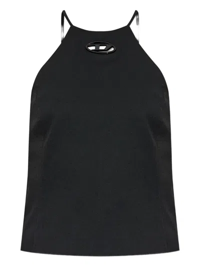 Diesel T-elma Logo Halterneck Top In Black