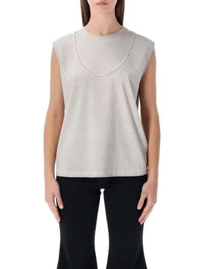 Diesel T-embej Sleeveless Cotton T-shirt In Gray