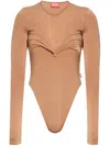 Diesel T-finne Bodysuit In Neutrals