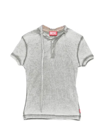 Diesel T-gary Rib T-shirt In Gray