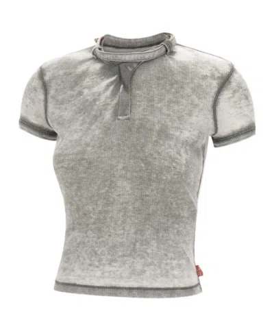 DIESEL DIESEL T-ERESA CROPPED RIBBED T-SHIRT