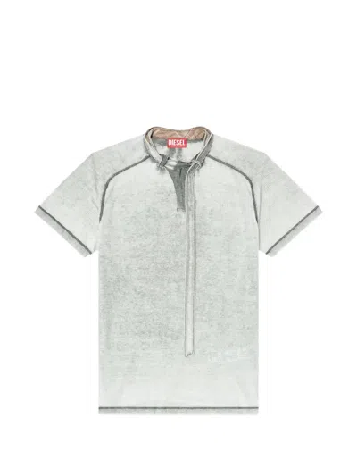 Diesel T-gary Tie-neck T-shirt In Neutral
