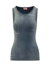 Diesel Ribbed Sleeveless Tank Top With Faded Effect In Blue