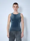 Diesel Grey Ribbed Top With Faded Effect And Round Neck In Blue
