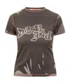 Diesel Black T-shirt With Logo Graphic In Multi