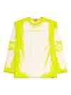 Diesel Long-sleeve Nylon T-shirt With Lyrics Print In Yellow