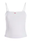 Diesel Stretch Cotton Jersey Logo Tank Top In Bianco