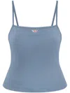 Diesel Strappy Ribbed Sleeveless Top In Blue