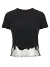Diesel Nylon T-shirt With Tulle Insert In Black