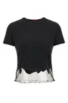 Diesel Nylon T-shirt With Tulle Insert In Black