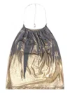 Diesel Chain Strap Crop Top With Gathered Neckline In Gray