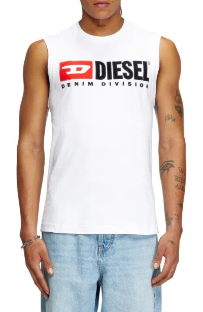 Diesel T-isco-div Cotton Tank Top In White