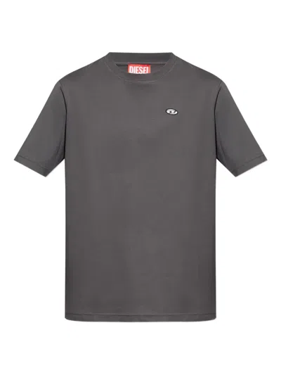 Diesel T-just-doval Logo-embroidered T-shirt In Gray