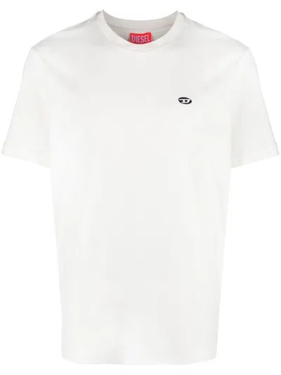 Diesel Embroidered-logo Cotton T-shirt In White