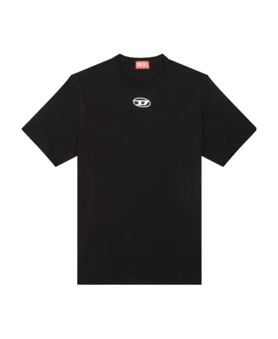 Diesel Just' Black Crewneck T-shirt With Logo Detail In Cotton