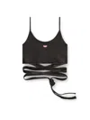 Diesel Denim-look Vest Top With Wrap Ties In Black
