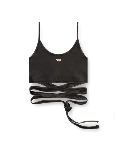 Diesel Womens 02a T-leya-tail Wrap-around Cotton-jersey Top In Black