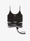 Diesel Denim-look Vest Top With Wrap Ties In Black