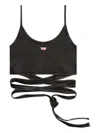 Diesel Denim-look Vest Top With Wrap Ties In Black