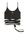 Diesel Denim-look Vest Top With Wrap Ties In Black