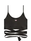 Diesel Womens 02a T-leya-tail Wrap-around Cotton-jersey Top In Black
